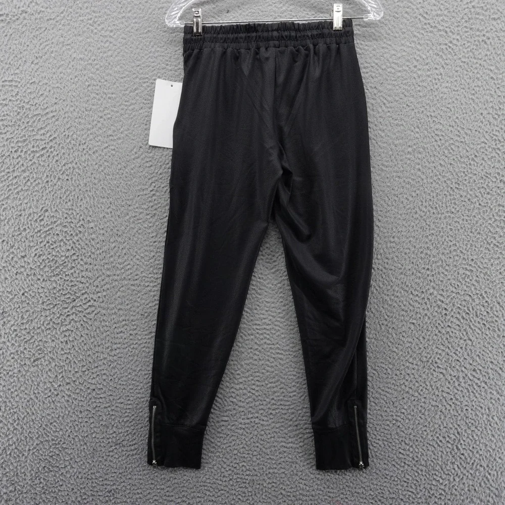 X by Gottex Studio Womens Black Faux Leather Joggers Ankle Zip Pants XS GM8011L - Picture 2 of 13